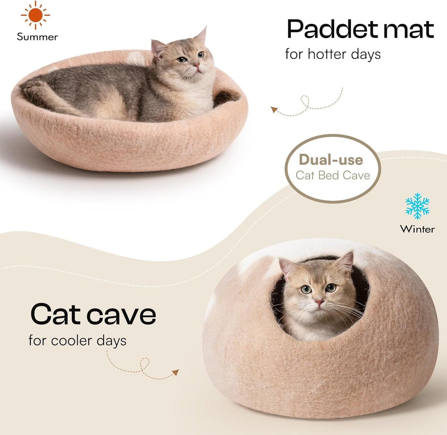 Lit pour chat en laine fait main - Lit respirant et chaud pour animal de compagnie, taille M