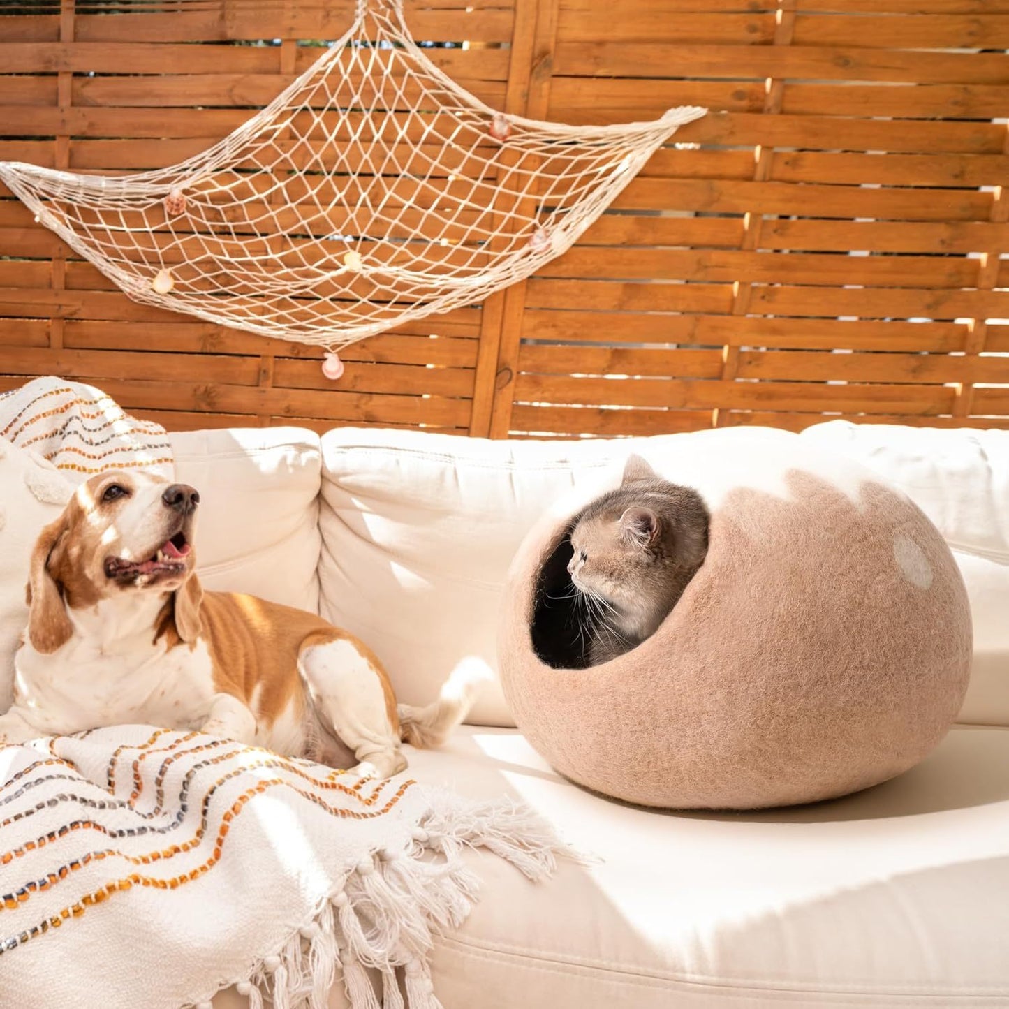 Lit pour chat en laine fait main - Lit respirant et chaud pour animal de compagnie, taille M