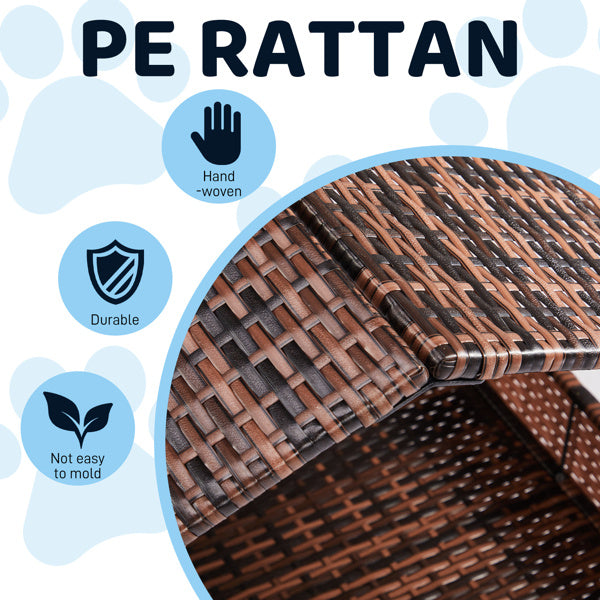 Herringbone Top Bruin Gradiënt Rotan Beige Mat Katten- en Hondenhok